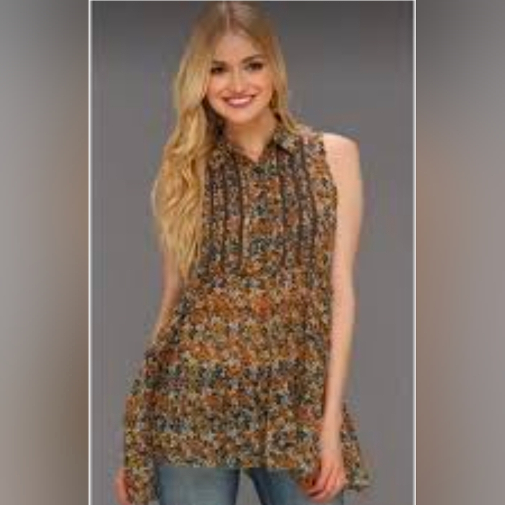Free People Dark Garden Floral Tank Sz Small